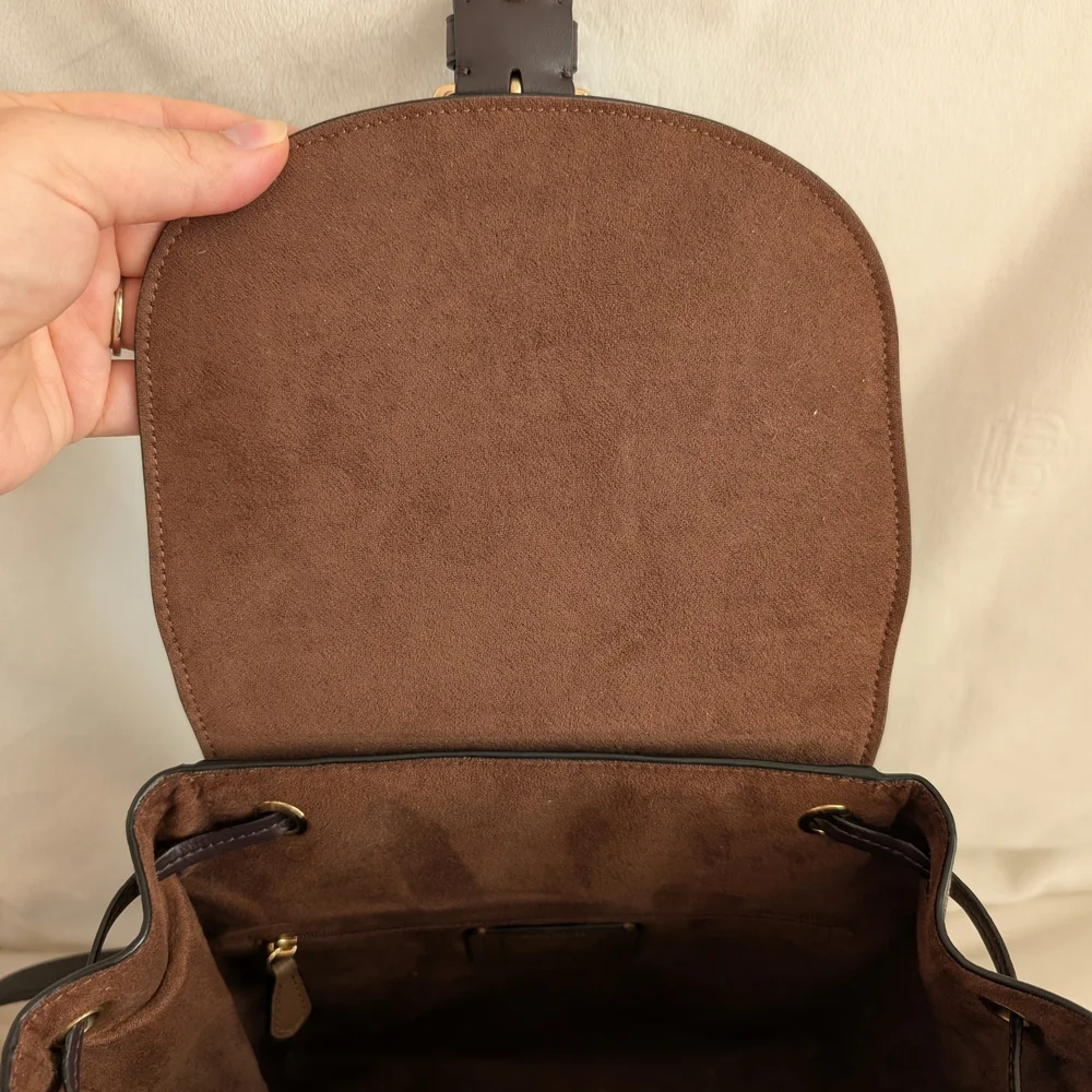 Coach Kleo Backpack Suede & Leather Monogram Signature C Orange Brown Gold Black - Picture 8 of 9